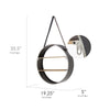 Metal and Wood Round Hanging Wall Shelf with Strap (33" x 19")